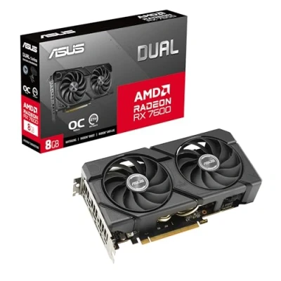 Imagen de ASUS DUAL Radeon RX 7600 EVO OC Edition Tarjeta gráfica para Videojuegos (AMD RX7600, PCIe 4.0, 1 HDMI 2.1, 3 DisplayPort 1.4a, RX7600 O8G EVO)