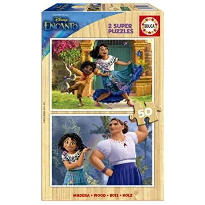 Imagen de Educa Encanto, Disney. 2 Puzzles de Madera con 50 Piezas Cada uno, a Partir 4 años. Infantil Ecológica Encanto compuestos por uno. Eco Friendly (19198)