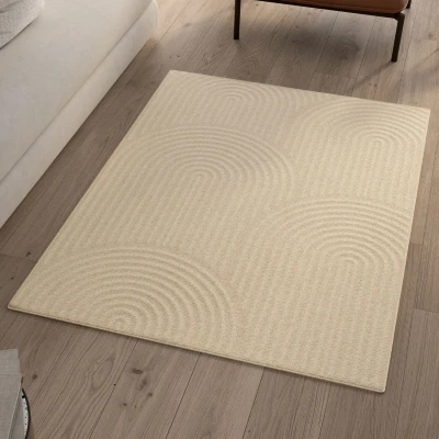 Imagen de Alfombra interior rectangular JADA con motivo circular beige 120 x 170 cm