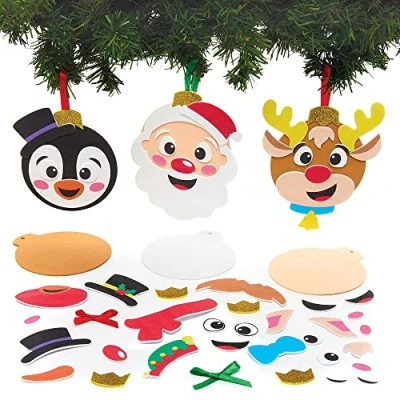 Imagen de Baker Ross FX383 Bolas de Abeto Personajes Navideños Paquete 8, Adornos para el Árbol Navidad