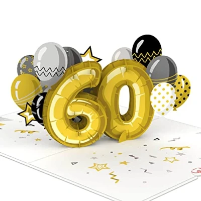 Imagen de papercrush® Tarjeta de 60 cumpleaños desplegable 3D hecha a mano para mujeres y hombres (60 años), felicitación por el 60º especial con