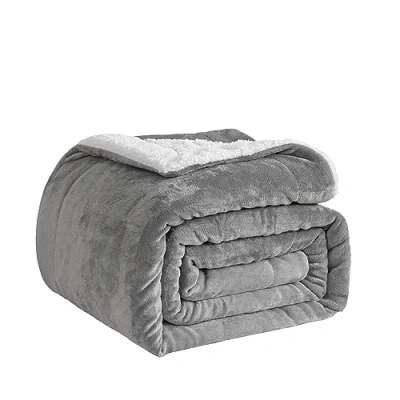 Imagen de Good Nite Manta para sofá, 130 x 150 cm, de Forro Polar mullida, Sherpa sofás, Colcha Viaje, Suave, Lavable a máquina (Individual, Gris)