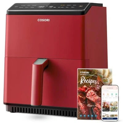 Imagen de COSORI Freidora de Aire Wifi 6,4 L, Air Fryer con Doble Resistencia, 60+ Recetas App Creadas por Chef en Español, sin Aceite 12 Programas, Roja, Dual Blaze