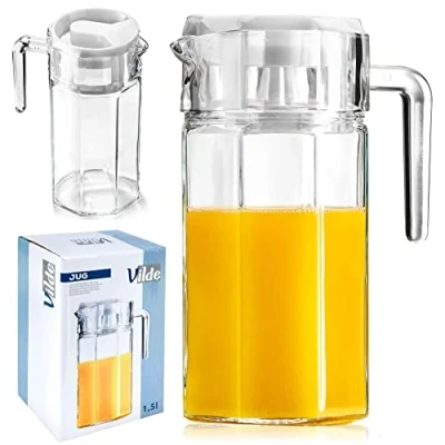 Imagen de EMBO Jarra de cristal con tapa y asa (1,5 L)