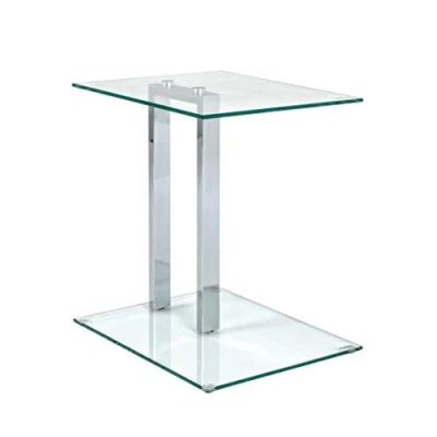 Imagen de Haku Möbel Mesa Auxiliar Cromo, Metal, Cristal de Seguridad 8 mm Dim.: AN 45 cm x AL 50 P 35 cm, Estilo: Moderno