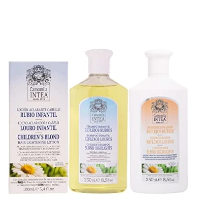 Imagen de Camomila Intea Tratamiento aclarador para el Cabello Infantil Loción Rubio 100 ML + Champú Reflejos Rubios 250 Acondicionador …