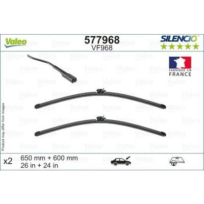 Imagen de Limpiaparabrisas Valeo 577968 delante Escobilla con hoja plana MERCEDES BENZ: Sprinter 3.5 t Furgón, 5 Tourer Bus