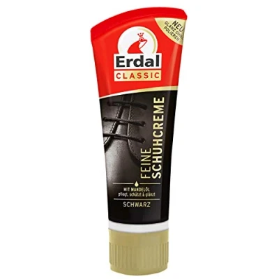 Imagen de Erdal Classic Crema fina para zapatos, tubo con aceites nutritivos, cuida, protege y refresca el color, 1 unidad de 75 ml, color negro