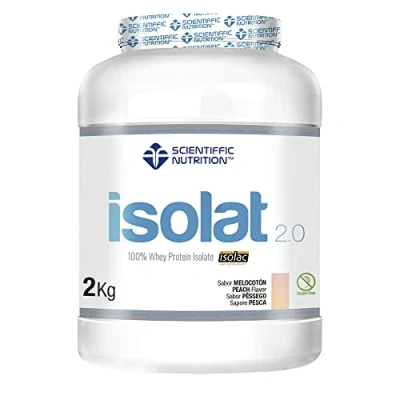 Imagen de Scientiffic Nutrition Isolat 2.0, Whey Protein, Suplemento de Proteina Aislada ISO con Lactasa, Suero Leche en Polvo 2Kg, Melocotón.