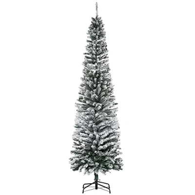 Imagen de HOMCOM Árbol de Navidad 225 cm Artificial Nevado con 738 Ramas y Soporte Metal Navideño para Salón Verde Blanco