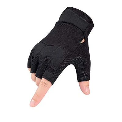Imagen de GRTE Guantes Tácticos De Medio Dedo Hombres Mujeres Antideslizantes Sin Dedos para Deportes Al Aire Libre Ciclismo Motocicleta Senderismo Escalada Camping Caza Correr,Negro,M
