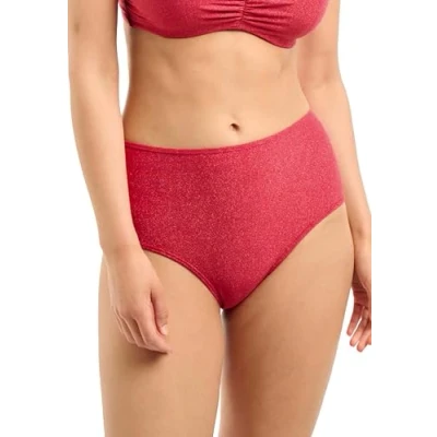 Imagen de Sans Complexe, Traje de baño, Bragas Cintura Alta, Modelo reflexión, Mujer, su Malla lexed Dorada Que brillará Tez en el Borde del Agua, 42 44, Cerise