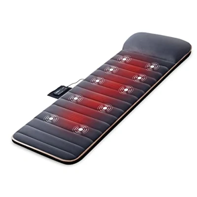 Imagen de SNAILAX Colchón de Masaje Térmico con Vibración Cojin Terapéutico 10 Motores Vibrantes, Cuerpo Completo Calor para Relajar Dolores Musculares, Dormirse