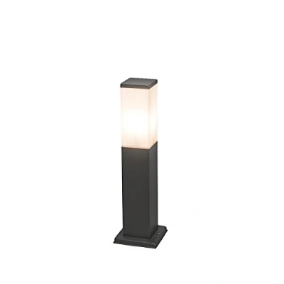 Imagen de Qazqa Moderno Baliza moderna gris oscuro 45cm IP44 MALIOS Plástico/Acero inoxidable Rectangular Adecuado para LED Max. 1 x 60 Watt