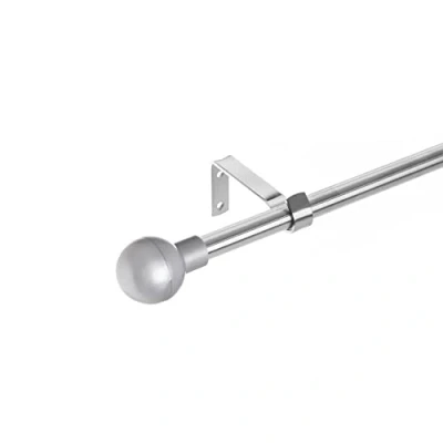 Imagen de LOLAhome Set de Barra Cortina Extensible 122 a 211 cm, 2 escuadras y terminales Plateado Metal plástico ABS