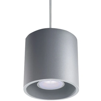 Imagen de SOLLUX lighting Luminaria de suspensión Orbis Diseño moderno con pantalla cilíndrica Fabricada en aluminio, bombilla GU10 reemplazable Gris, 10 x 110 cm