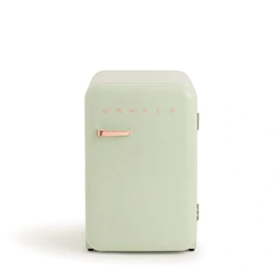 Imagen de CREATE / RETRO FRIDGE 83.5 ROSE GOLD/Frigorífico verde pastel maneta oro rosado 98W, bajo consumo, 2 estantes, regulador temperatura, botellero, 56x54x84cm