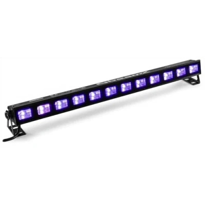 Imagen de BeamZ BUVW123 Barra LED con 12 LEDs UV x 3W, blanco cálido para efecto wash, 40W de potencia, Luz Negra, Plug &amp; Play, ideal discotecas, boleras, pistas hielo, bares, pubs, halloween