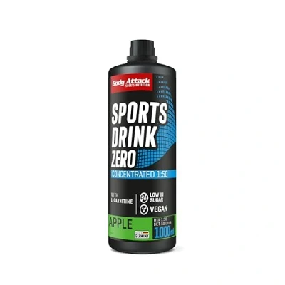 Imagen de bebidas deportivas bajas en carbohidratos de Body Attack, concentradas, azúcar y calorías, vegano, Manzana, (1x 1000ml)