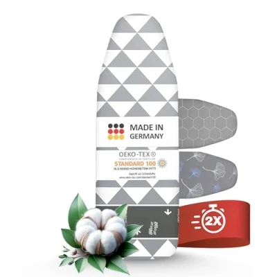 Imagen de arteneur® Premium Funda Tabla de Planchar Ajustable I High Speed Zona 5 Tallas Refleja el Calor y Vapor OEKOTEX100 Banda Elástica para Tables 130x45 cm