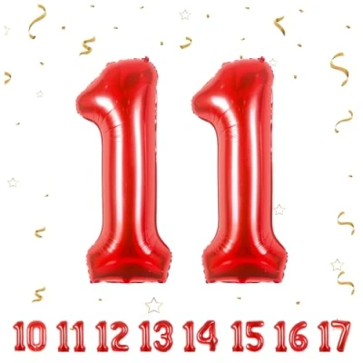 Imagen de Globos de Cumpleãnos Numeros 11 Rojo,101 CM Globo Gigantes Grandes Decoracion,Globo Numero Niño Niña Adultos decorazione,Vuelan con Helio