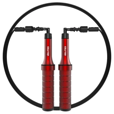 Imagen de Velites Comba de Saltar Lastrable Earth 2.0 para Crosstraining, Boxeo y Fitness I Ideal Maximizar el Esfuerzo Muscular Cuerda Entrenamiento (Roja)