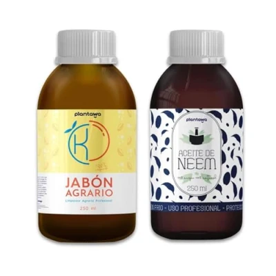 Imagen de PLANTAWA Pack Jabón Potásico y Aceite de Neem (2X250 ml) Protección Integral para Plantas. Repelente Natural contra Plagas e Insectos. Fórmula 100% Biodegradable Sostenible.