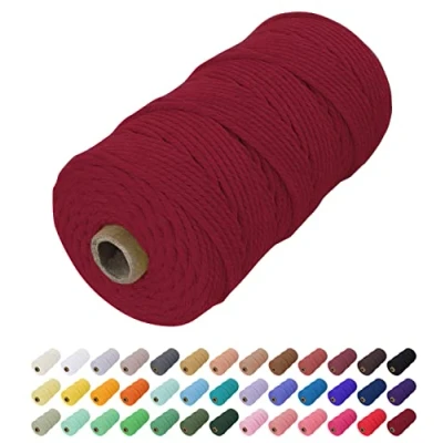 Imagen de Uiopa Hilo Macrame 2mm x 200m, Cuerda de Algodon Natural Cordel, Manualidades para DIY Pared, Cortina, Colgar Plantas, Decoracion Dormitorio (Vino rojo)