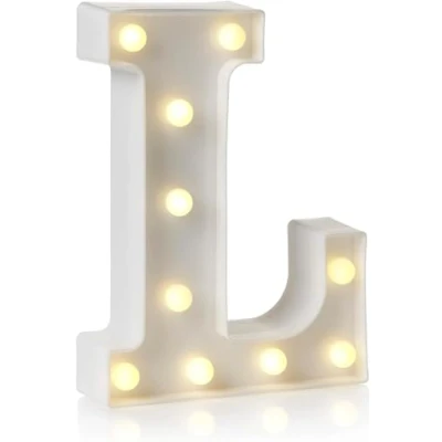 Imagen de Letrero LED de letras y números del alfabeto, lámpara decorativa para el hogar, fiesta cumpleaños, eventos, luces nocturnas, 22 cm (L)