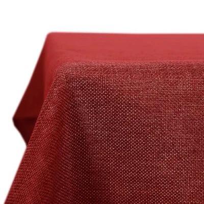Imagen de Deconovo Mantel Impermeable para Mesa Rectangular, Efecto Lino, 150 x 300 cm, Color Rojo