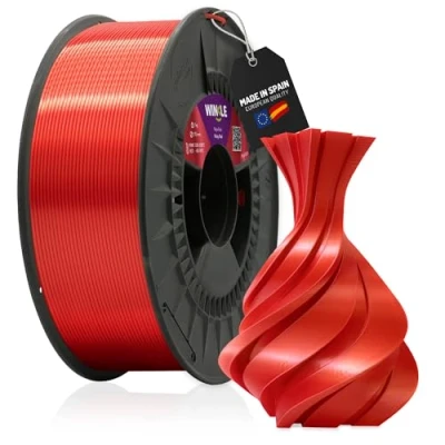 Imagen de WINKLE Filamento PLA Silk (Seda) Rojo Rubí Impresora 3D 1,75mm 1kg Acabado Suave y Sedoso Precisión Dimensional Bobina