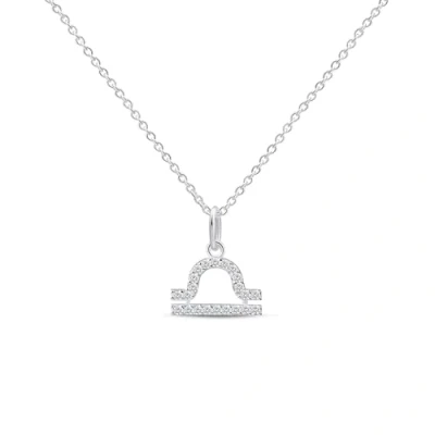 Imagen de Amberta Collar Signo del Zodiaco para Mujer en Plata de Ley 925 con Circonitas Zodiacal Plata: Libra