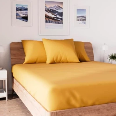 Imagen de Soleil d&#039;ocre Bajera ajustable de algodón, Amarillo, 90 x 190 cm