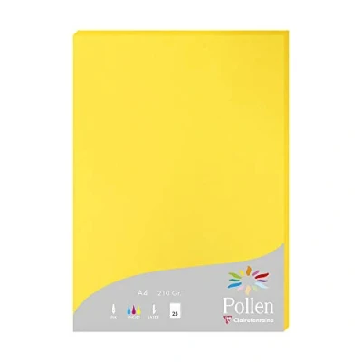 Imagen de Clairefontaine 24217C Un étui de 25 feuilles Pollen 21x29,7 cm 210g, Jaune soleil