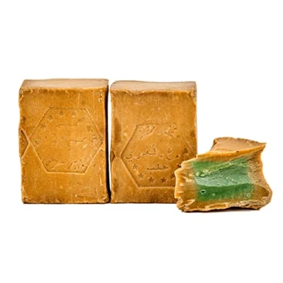 Imagen de Carenesse jabon de Alepo original, 2 x 200 g, 55% aceite laurel y 45% oliva, natural oliva para el pelo, hecho a mano largo periodo maduracion