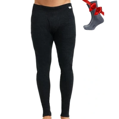 Imagen de Pantalon Termica Lana Merino Hombre, Interior Termico Hombre Pesados + Calcetines (X Large, 320 Charcoal Grey)