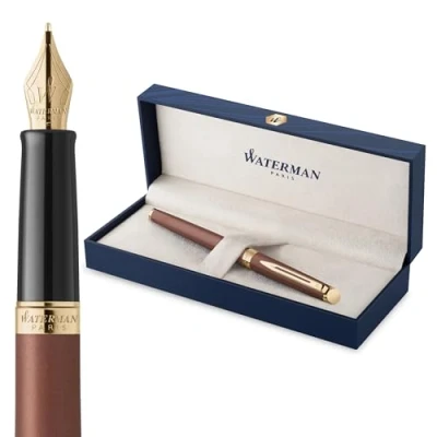 Imagen de Waterman Pluma estilográfica Hémisphère La Edición Discreta Rojo cobre plumín fino de acero inoxidable estuche regalo