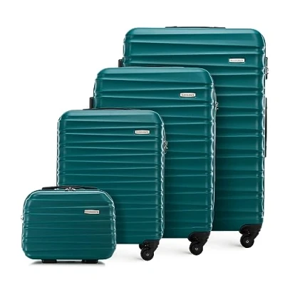 Imagen de WITTCHEN Maleta de Viaje Equipaje Mano Cabina ABS con 4 Ruedas giratorias Cerradura combinación Asa telescópica Groove Line Set Maletas Verde