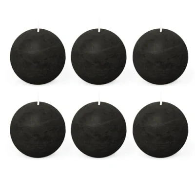 Imagen de Spaas Negro 6 Velas rústicas sin Perfume, 24 Horas, Color, Cera de parafina, D 80 mm x H mm,