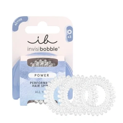 Imagen de Invisibobble Gomas de pelo espiral transparentes Crystal Clear Power x3 Goma para deporte extra fuerte grueso