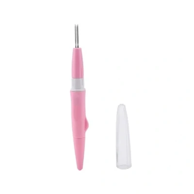 Imagen de fieltro bordado aguja, Punch Pen con 3 agujas finas conjunto herramienta de fieltro, lana suministros artesanía bricolaje, Aguja (Rosa)