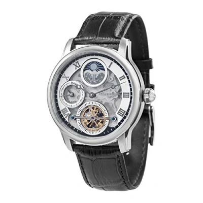 Imagen de Thomas Earnhshaw Reloj mecánico de hombre Shadow automático con esfera plateada, mecanismo a la vista y correa cuero negra, ES 8063 01