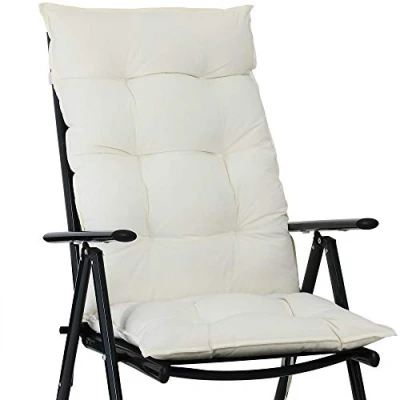 Imagen de Detex Set de 6 Cojines para Sillas Jardín con Respaldo Alto Crema 129x53cm Almohadillas Asiento