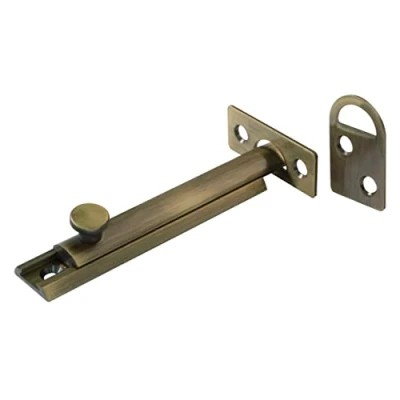 Imagen de Amig Pasador De Sobreponer para Puertas Mod.600 Pestillo Seguridad Apto Cierre Horizontal o Vertical Latón con Acabado Cuero Medidas: 100 x 17 mm Incluye Tirafondos
