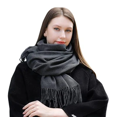 Imagen de MASADA Bufanda de invierno para mujer cálida y suave XXL 200 x 70 cm Gris oscuro