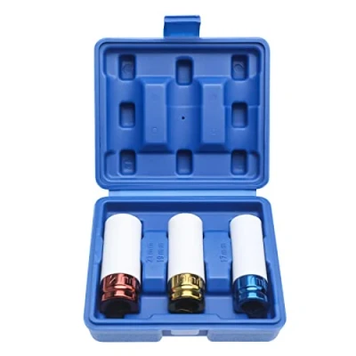 Imagen de FreeTec 3 piezas Juego de Vasos Impacto, 1/2&quot; para Ruedas con Protectores, Impacto llantas Aleación, 17mm 19mm 21mm