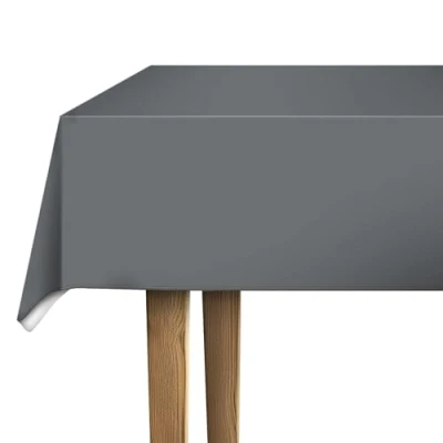 Imagen de d c fix mantel hule mesa PVC free Acero Gris antimanchas resinado impermeable moderno plastico para interior y exterior 140 cm x 180 rectangular