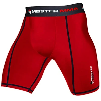 Imagen de Meister MMA Compresión Rush Pantalones Cortos de Pelea con Bolsillo para Copa Rojo X Grande (36 37)