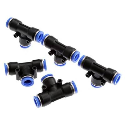 Imagen de 5 conectores en T manguera de accesorios rápidos neumáticos 3 vías conector Push in jardín conexión grifo 12 mm