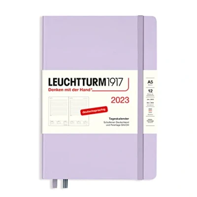Imagen de LEUCHTTURM1917 365781 Agenda diaria (tamaño A5) 2023, 12 meses, lila, alemán